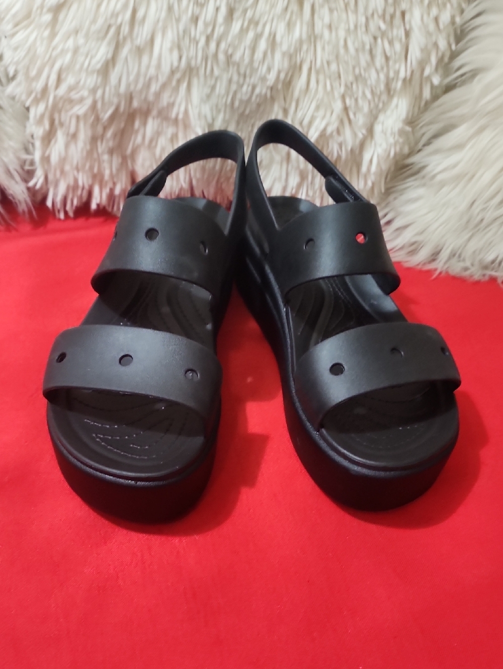 CROCS Women's Black Platform Sandals - Double Strap Slide